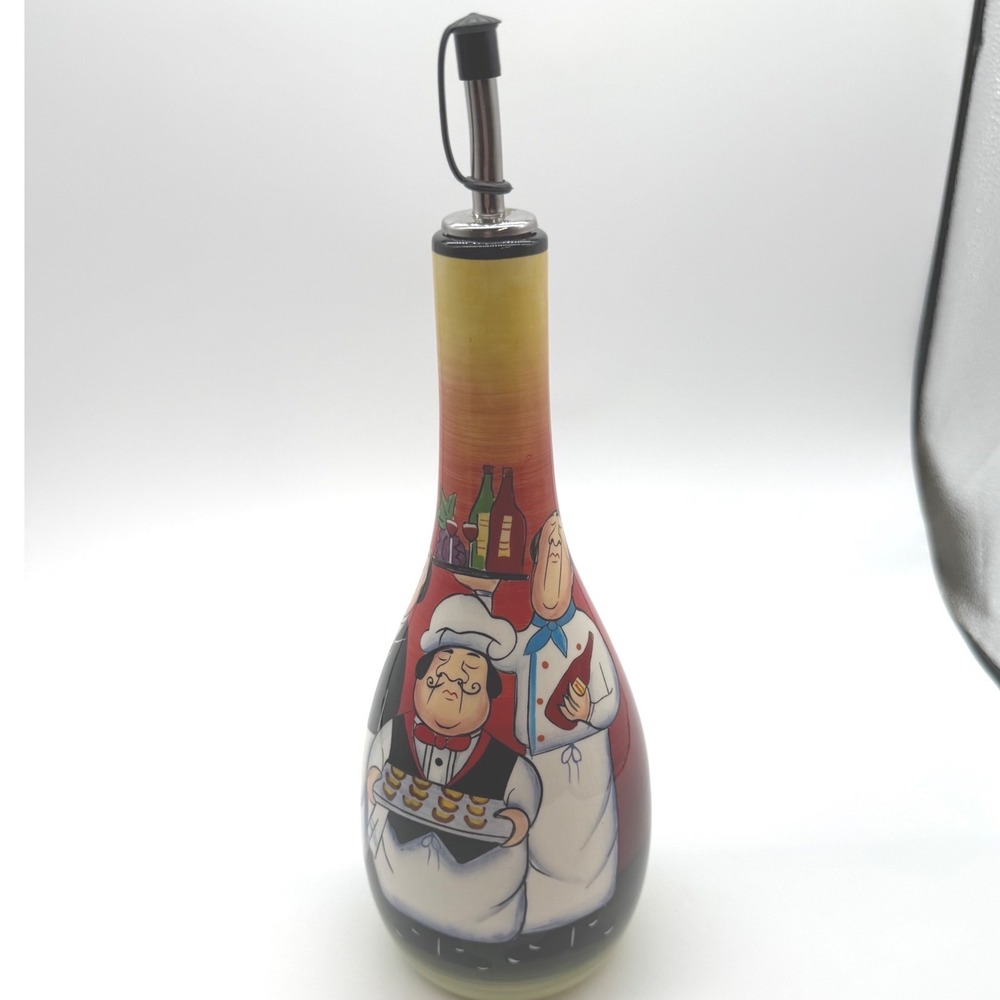 Ristorante Waiter Ceramic Oil Vinegar Bottle Cruet 2008 kitschy bistro Tuscan